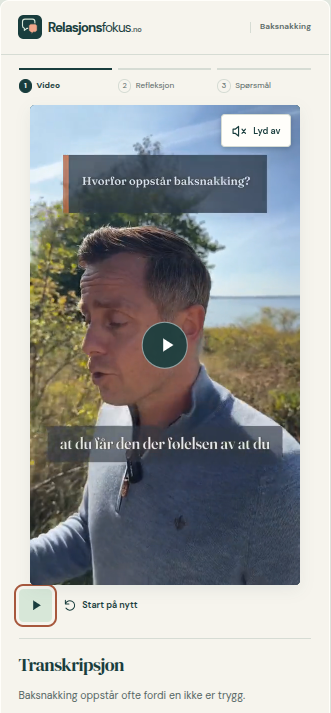 Bilde 1 fra mobilmodulen om baksnakking på jobb